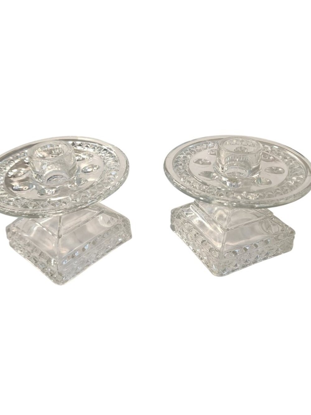 Vintage Fostoria "American" Pattern Crystal Glass Candle Holders